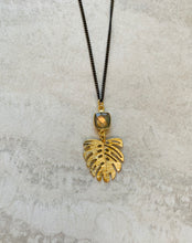 Load image into Gallery viewer, Textured Monstera Labradorite Necklace