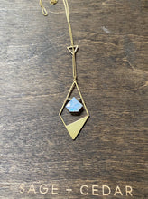 Load image into Gallery viewer, Rainbow Moonstone Brass Diamond