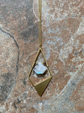 Load image into Gallery viewer, Rainbow Moonstone Brass Diamond