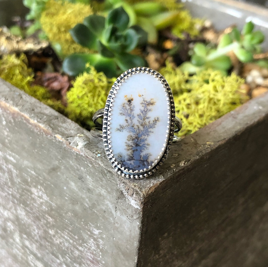 Dendritic Agate double band ring Sz 10
