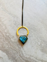 Load image into Gallery viewer, Labradorite Diamond Horseshoe
