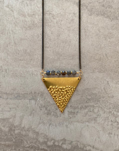 Beaded Brass Triangle Necklace