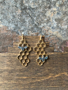 Honeybee Earrings (antique silver bee)