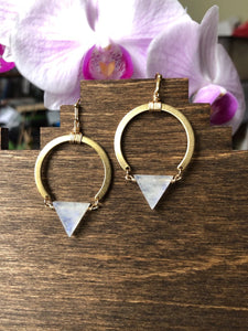 Semi Circle Moonstone Earrings