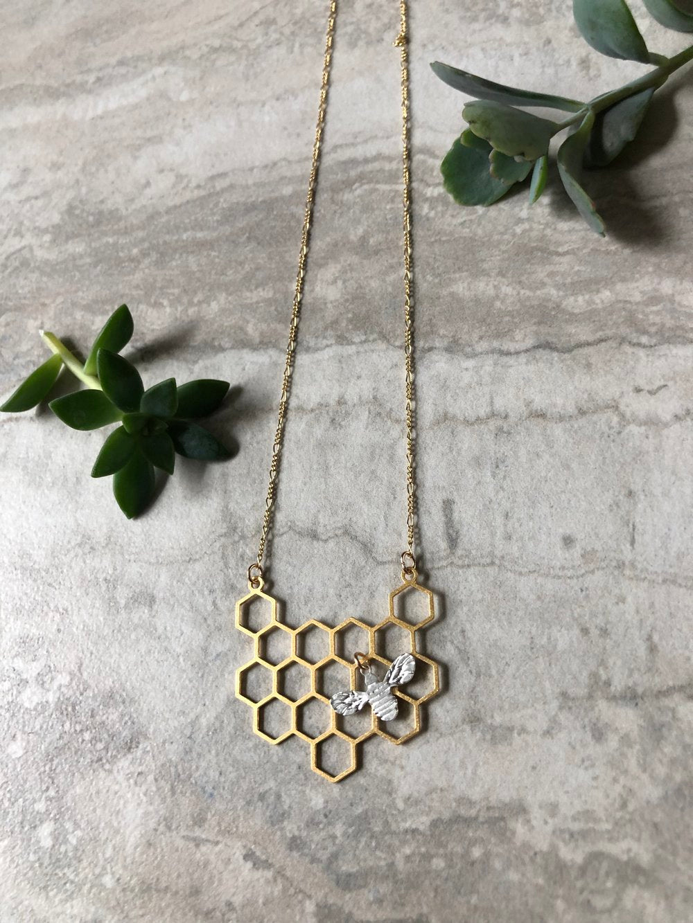 Honeybee Necklace (matte silver bee)