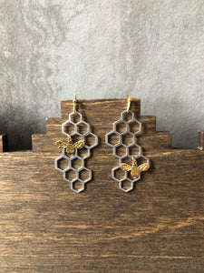 Honeybee Earrings (matte gold bee)